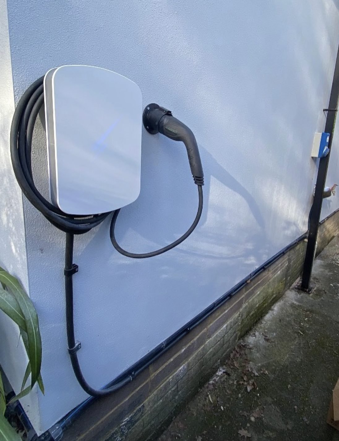 Wall mounted EV charger installation